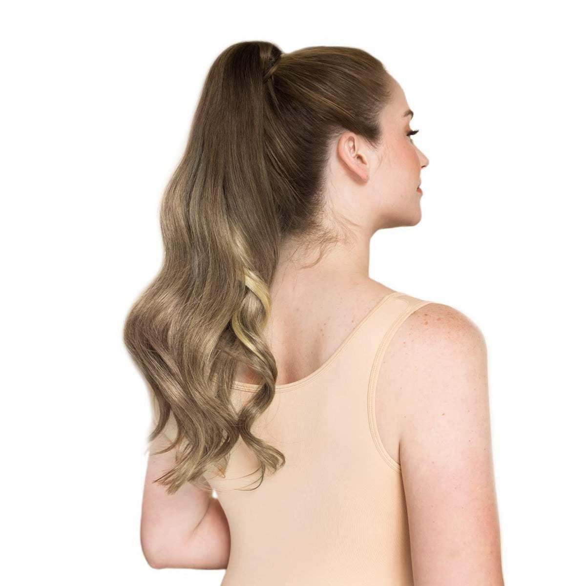 Pferdeschwanz-Extension Echthaar 50cm Mokka Bronde Highlights