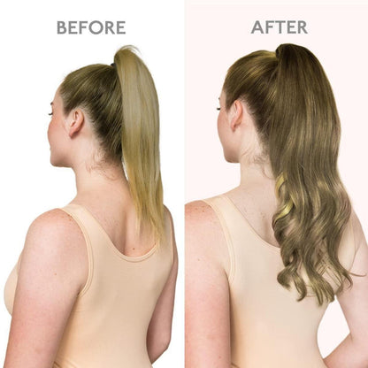 Pferdeschwanz-Extension Echthaar 50cm Mokka Bronde Highlights