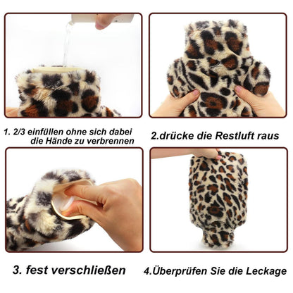 Wärmflasche 2L mit Flausch Bezug & Kängurutasche - Kuschelweich