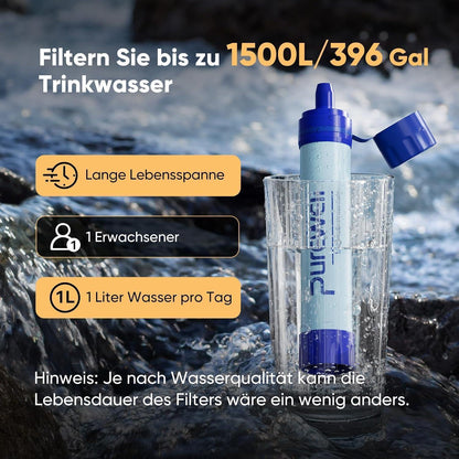 Tragbarer Wasserfilter für Outdoor – 1500 Liter Kapazität