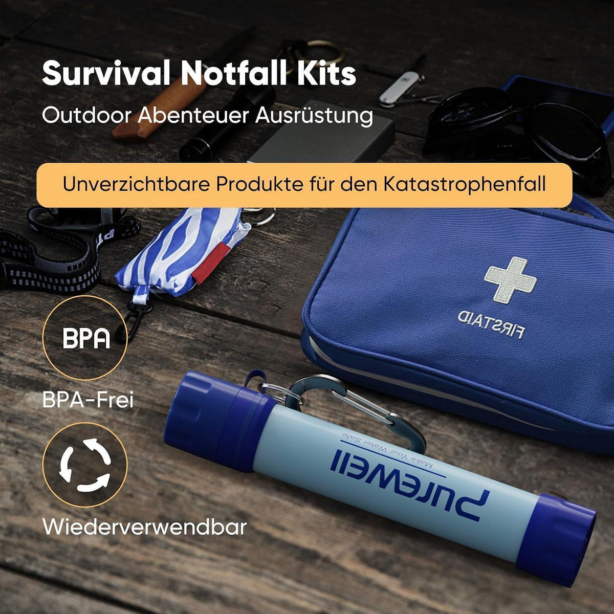 Tragbarer Wasserfilter für Outdoor – 1500 Liter Kapazität