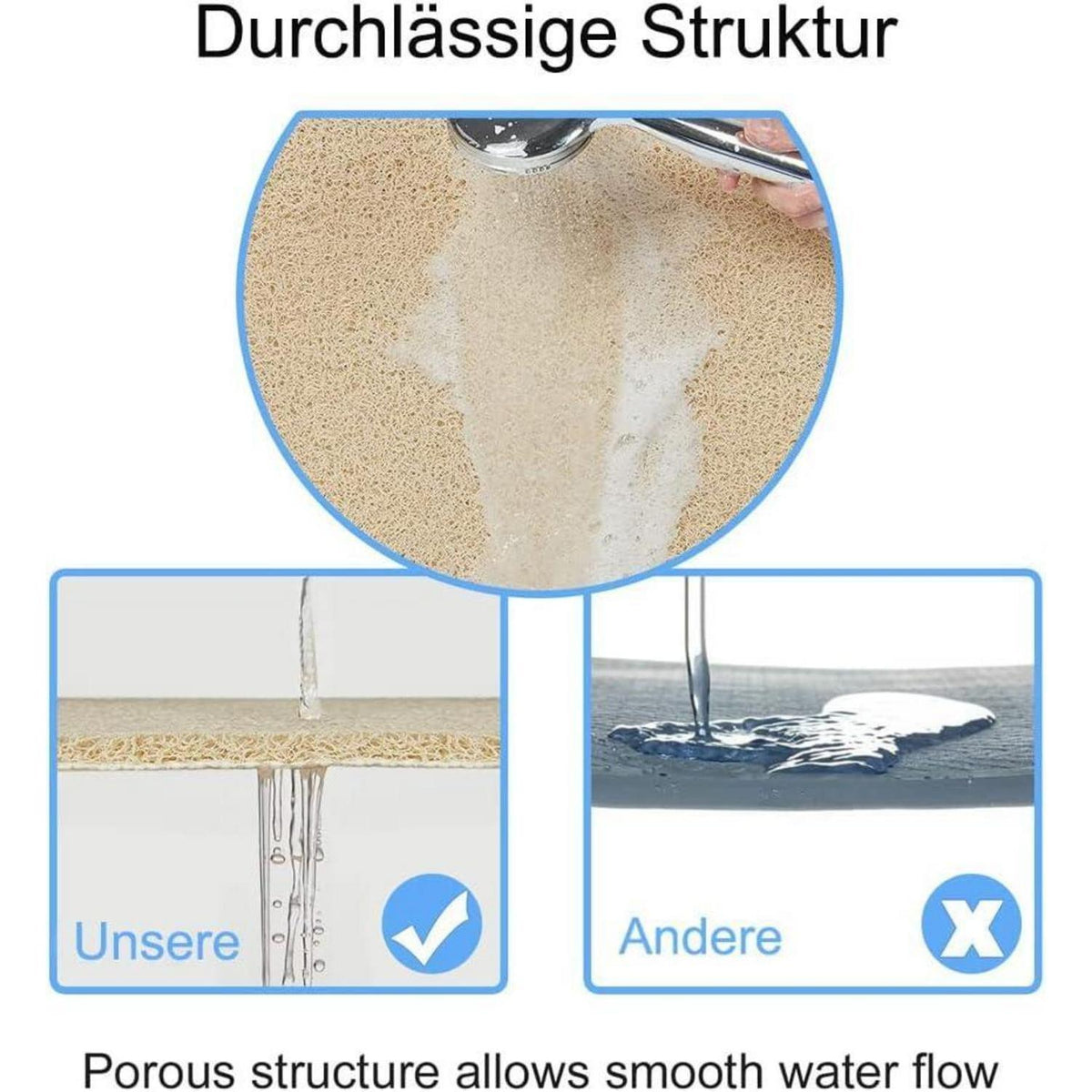 Rutschfeste Duschmatte 53x53 cm - Schnelltrocknend & Anti-Schimmel