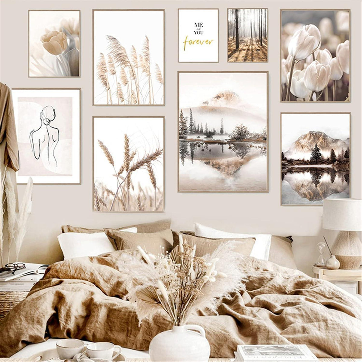 Poster Set 3er Beige Vintage – Wandbilder Schlafzimmer Wohnzimmer
