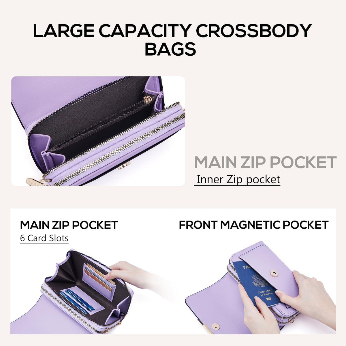 Kleine Damen PU Leder Umhängetasche Crossbody A-lila