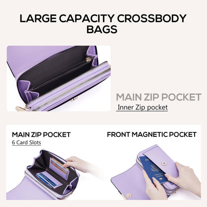 Kleine Damen PU Leder Umhängetasche Crossbody A-lila
