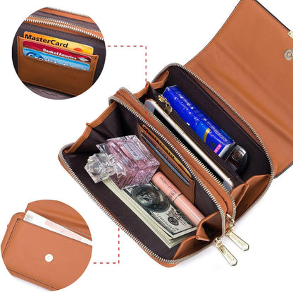 Kleine Umhängetasche Damen PU Leder Crossbody Handytasche mit