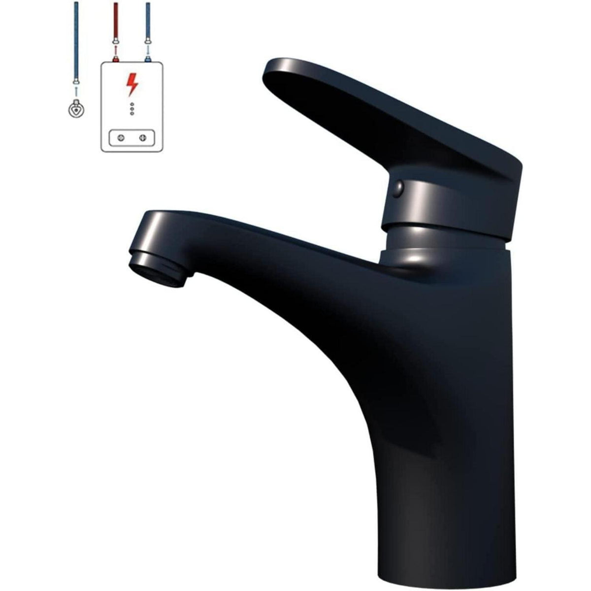 Niederdruck Badarmatur Schwarz – Einhebelmischer mit Wassersparfunktion