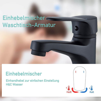 Niederdruck Badarmatur Schwarz – Einhebelmischer mit Wassersparfunktion