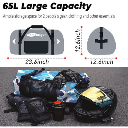 65L Wasserdichte Duffelbag – Motorrad-Reisetasche mit Gurten