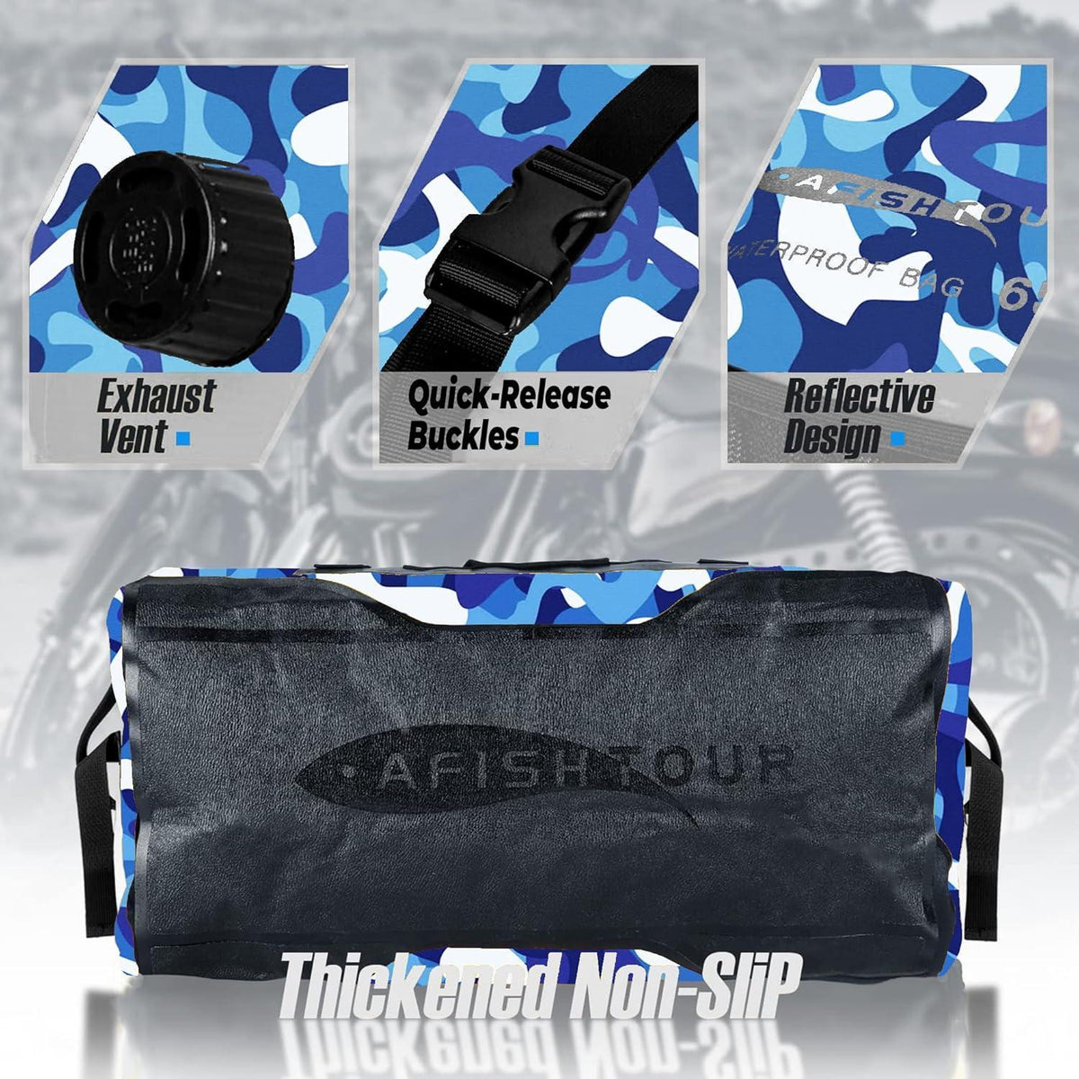 65L Wasserdichte Duffelbag – Motorrad-Reisetasche mit Gurten