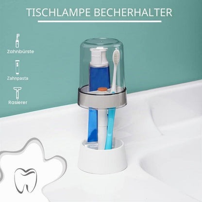 Zahnbürstenhalter mit Becher & Zahnpasta-Halter – Weiß