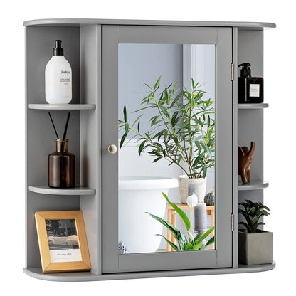 Hängender Spiegelschrank mit Ablagen – Grau, 65x17x63 cm