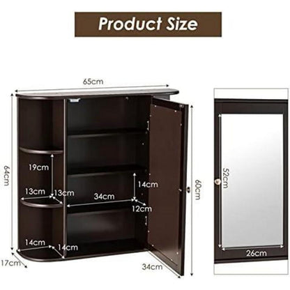 Hängender Spiegelschrank Braun – 65x17x63 cm mit Ablagen