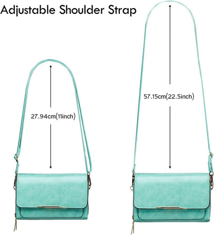 Kleine Damen Umhängetasche PU Leder Crossbody Handytasche Ölwachs-grün