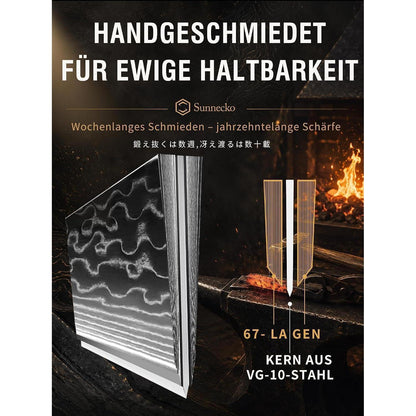 20cm Damast Kochmesser – Scharfes Küchenmesser mit Ergonomischem Griff