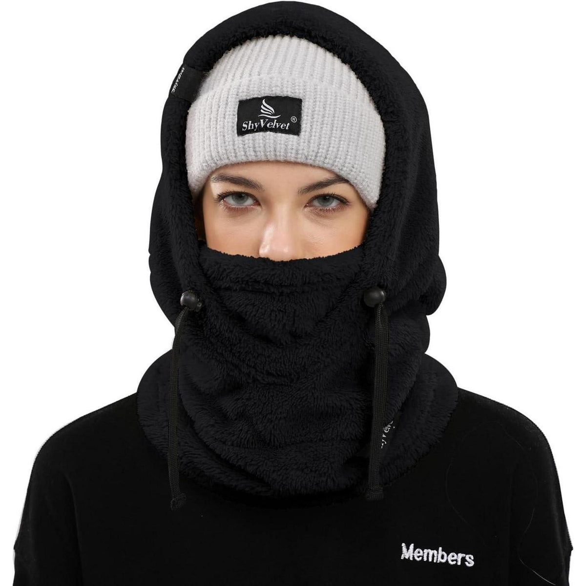 Sturmhaube Fleece Balaclava Damen Herren Winter Thermo Skimütze Schwarz