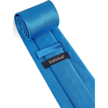 Krawatten-Set Herren mit Einstecktuch, einfarbig, Blau