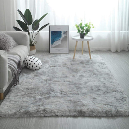 Hochflor Teppich Grau Weiß 200x200 cm Flauschig Weich