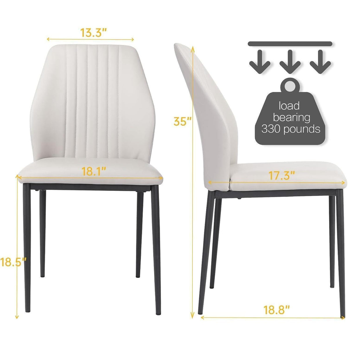 Moderner Esszimmerstuhl Set (2x) – Beige, Metall in Lederoptik