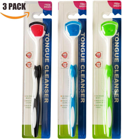 Zungenreiniger Zungenschaber Bürste 3er Set Schwarz Blau Grün