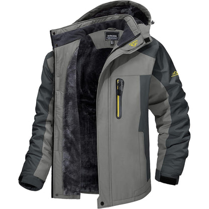 Herren Fleecejacke Winter Warm Gefüttert Winddicht Wasserdicht Jacke Grau