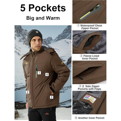 Herren Winterjacke Fleece gefüttert winddicht wasserdicht XXL