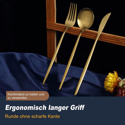 Besteckset Gold Matt 30 Teile für 6 Personen, Edelstahl, Spülmaschinenfest