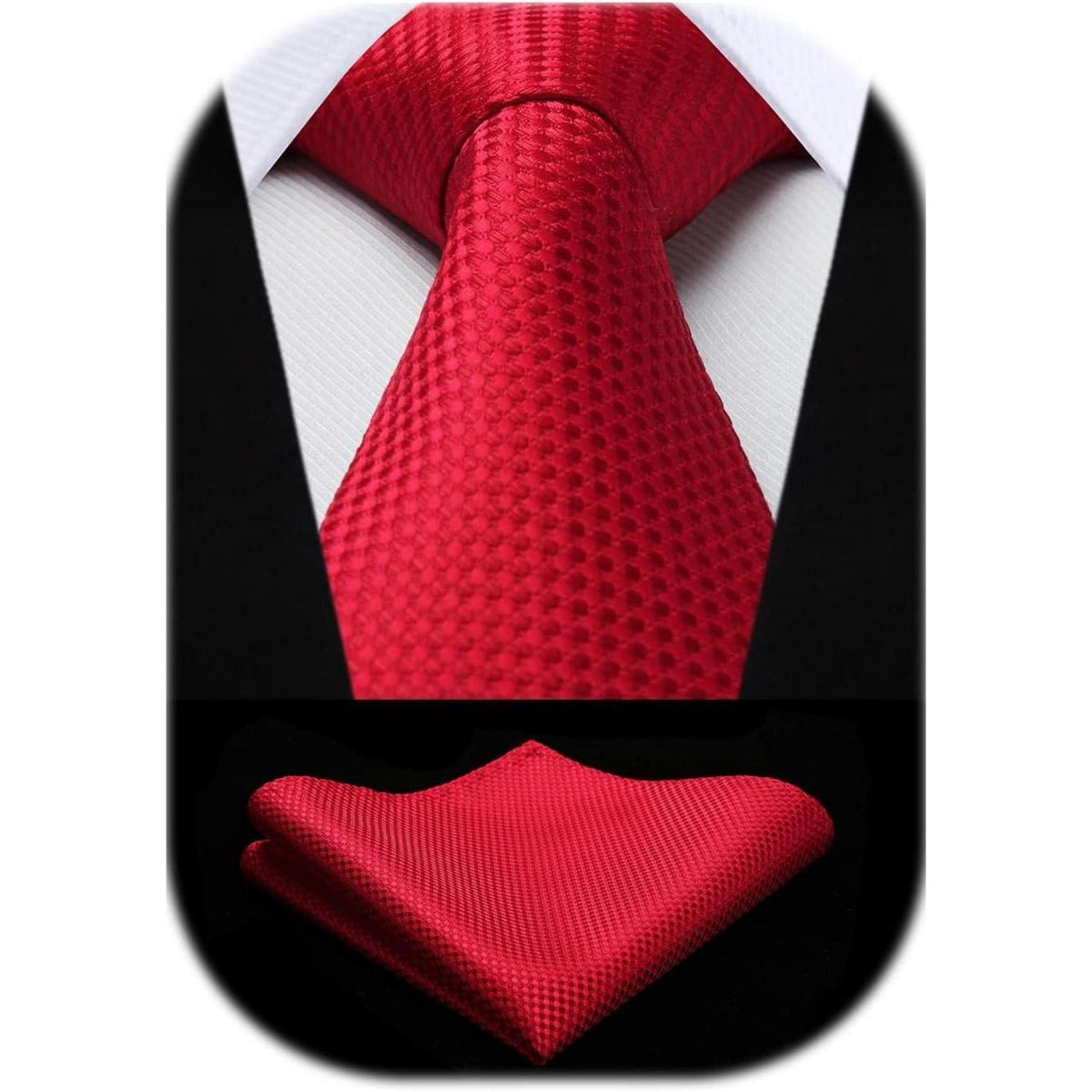 Herren Krawatten Set mit Einstecktuch Rot Elegant Business Hochzeit