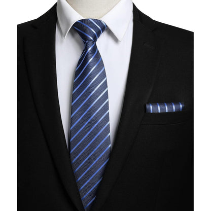 Krawatte & Einstecktuch Set Herren Marineblau Gepunktet Klassisch