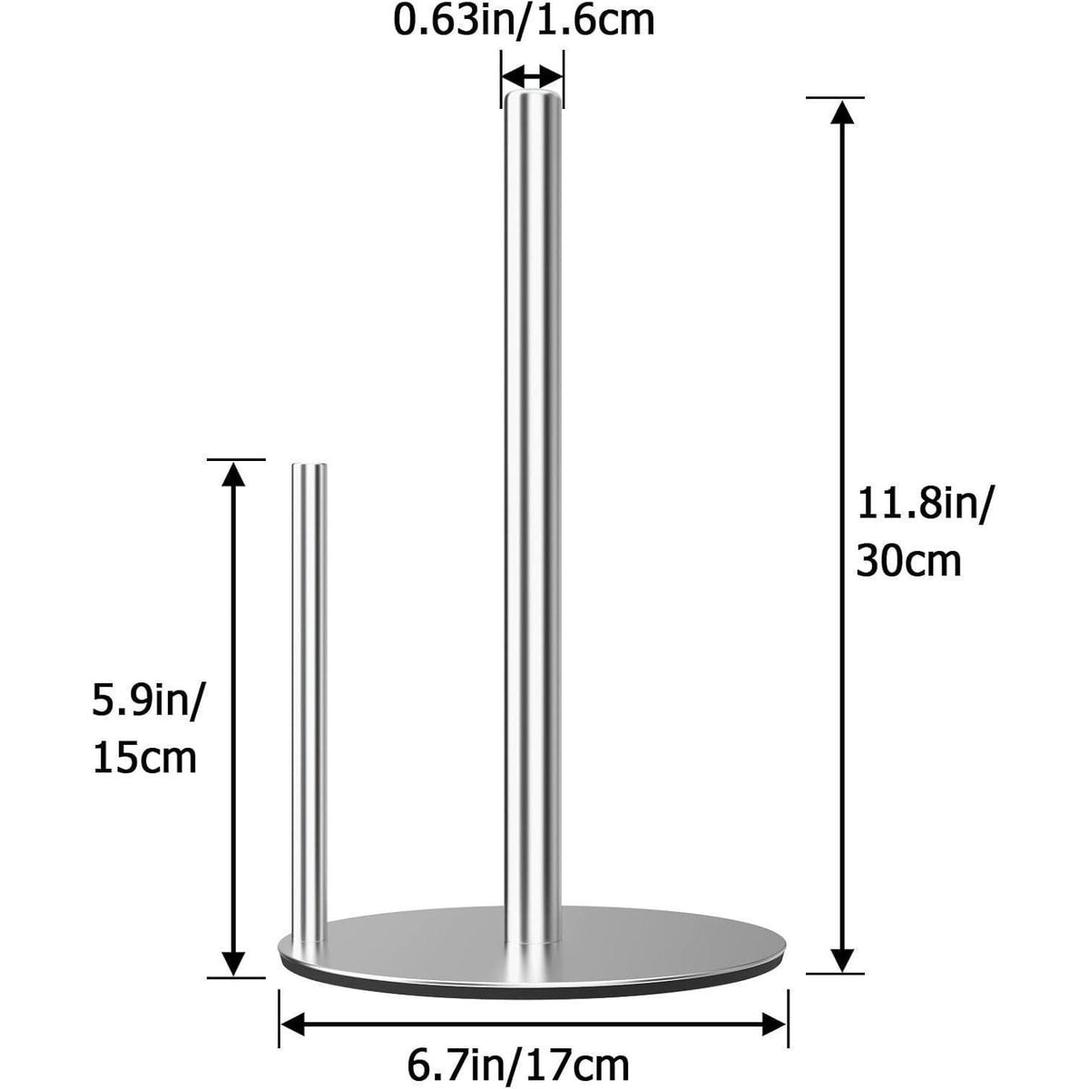 Küchenrollenhalter Edelstahl Silber mit Gewichteter Basis
