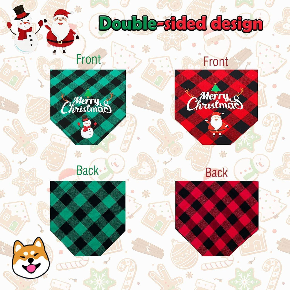 Weihnachts Hunde Bandanas 2er-Set - Kopftücher für Hunde & Katzen