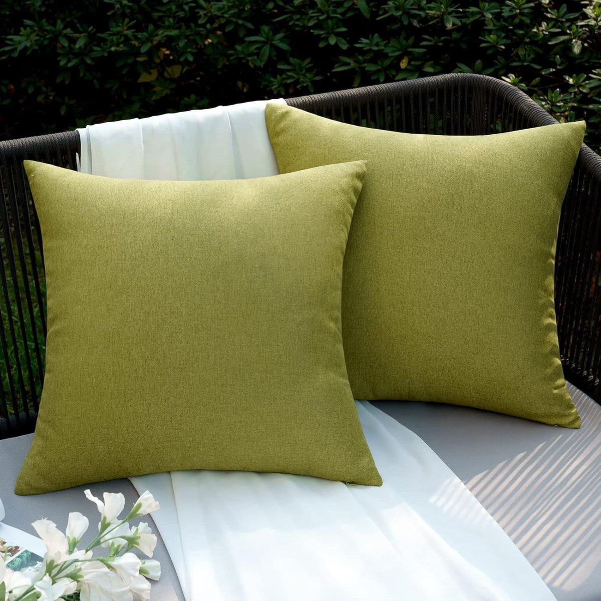 Wasserdichter Outdoor Kissenbezug 50x50 cm 2er Set Gras-Grün