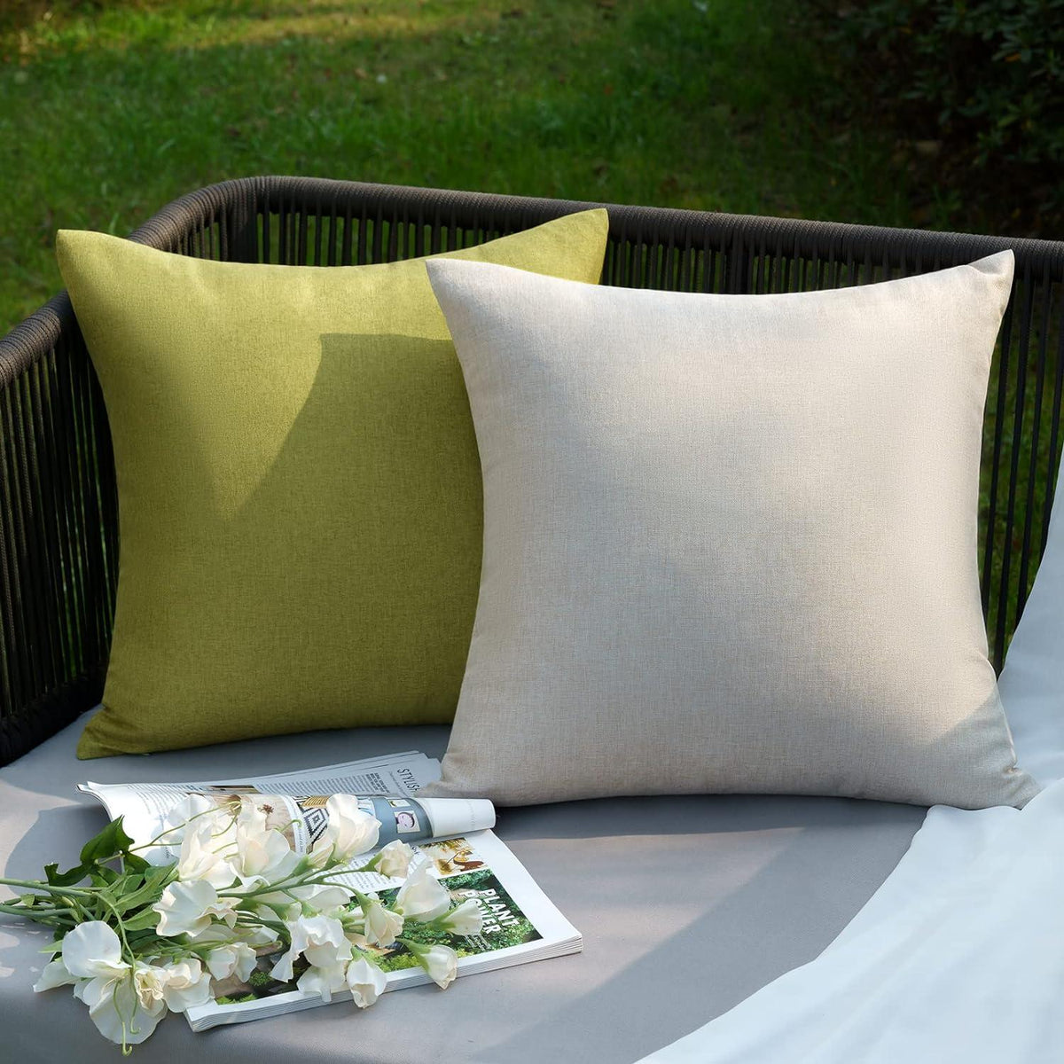 Wasserdichter Outdoor Kissenbezug Set Beige 50x50 cm - 2er Pack