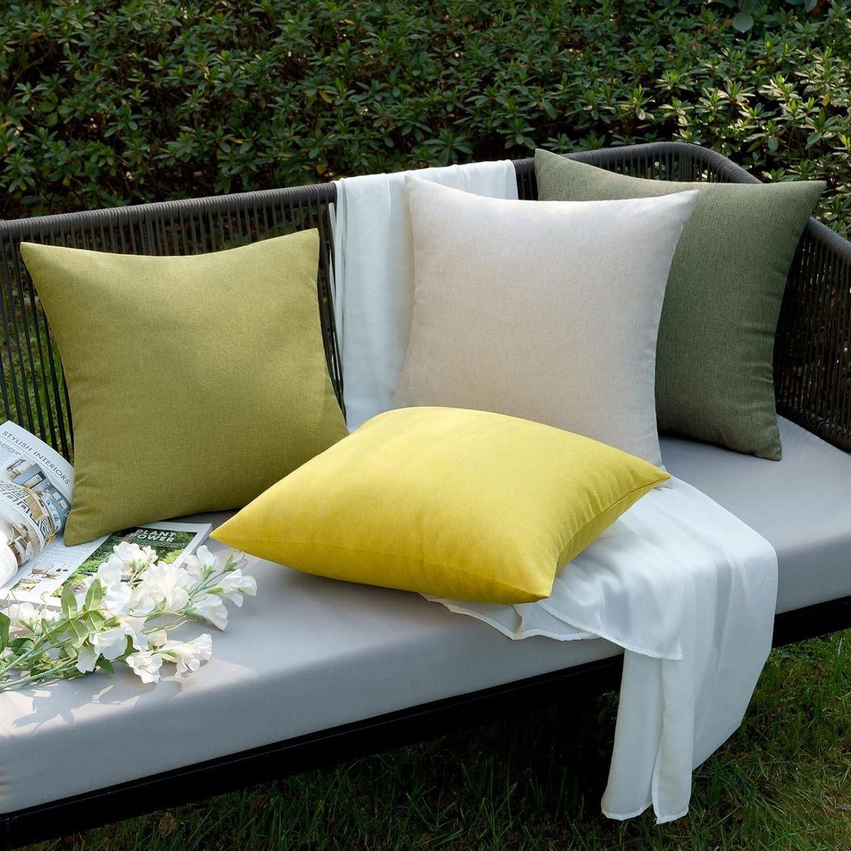Wasserdichter Kissenbezug 2er Set 50x50 cm Outdoor Dekokissen Beige