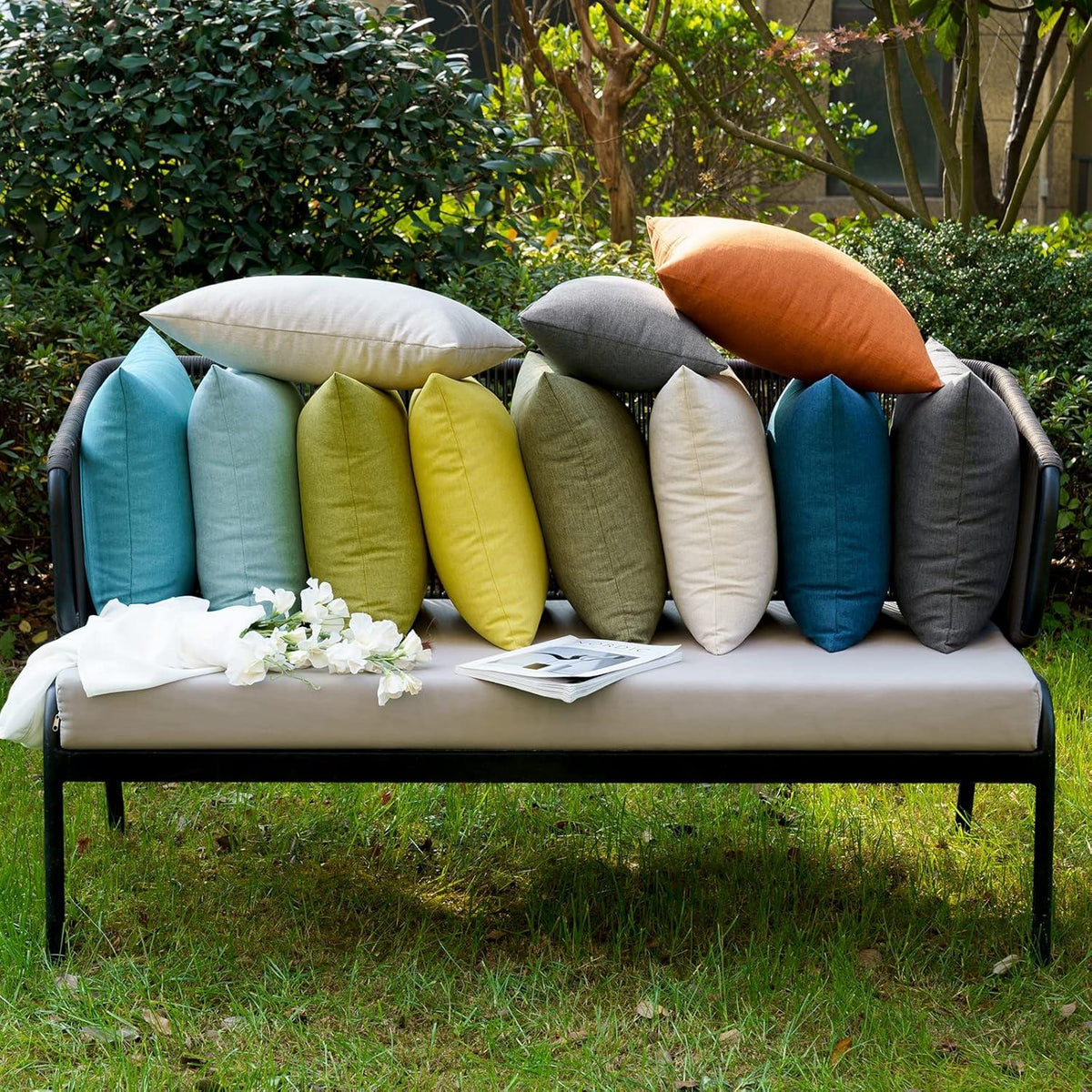 Kissenbezug Outdoor Wasserdicht Dekokissen 2er Set 40x40 cm Gelb