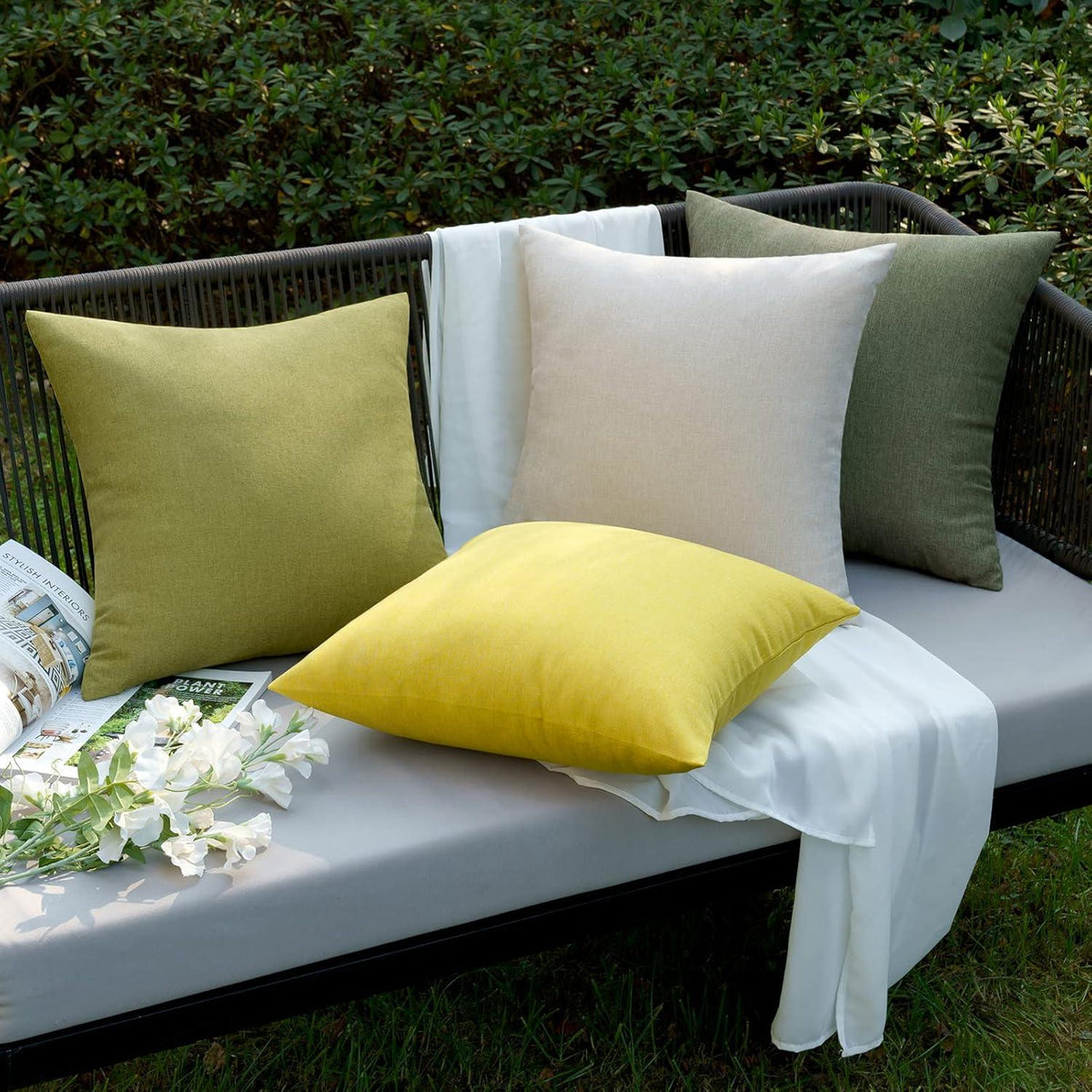 Wasserdichter Kissenbezug 50x50 cm Gelb für Sofa Garten 2er Set