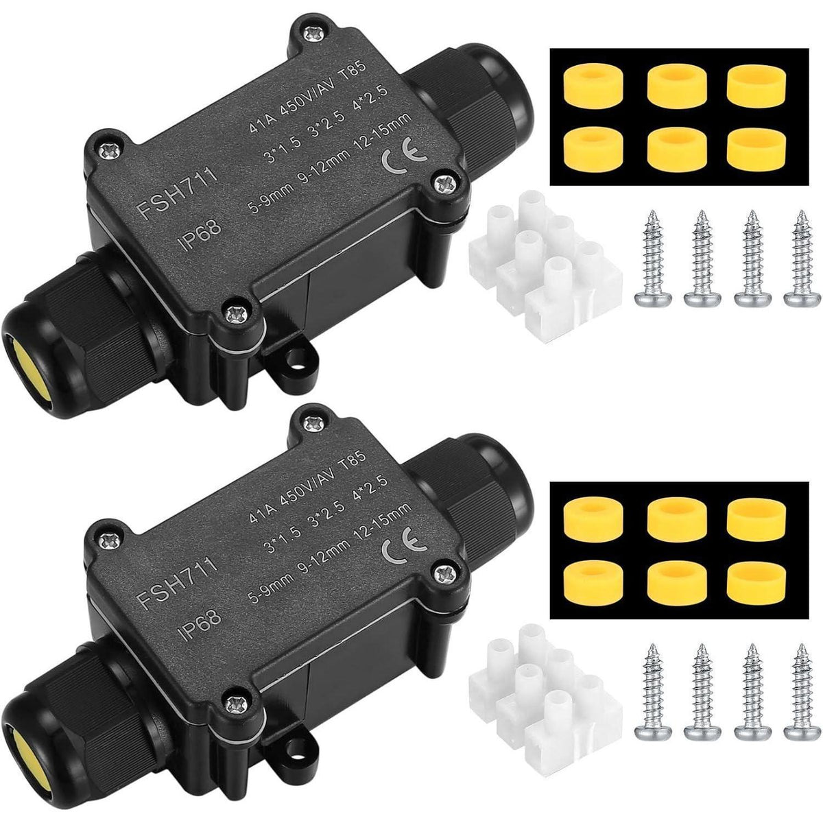 2x IP68 Wasserdichte Anschlussdose für Außenkabel