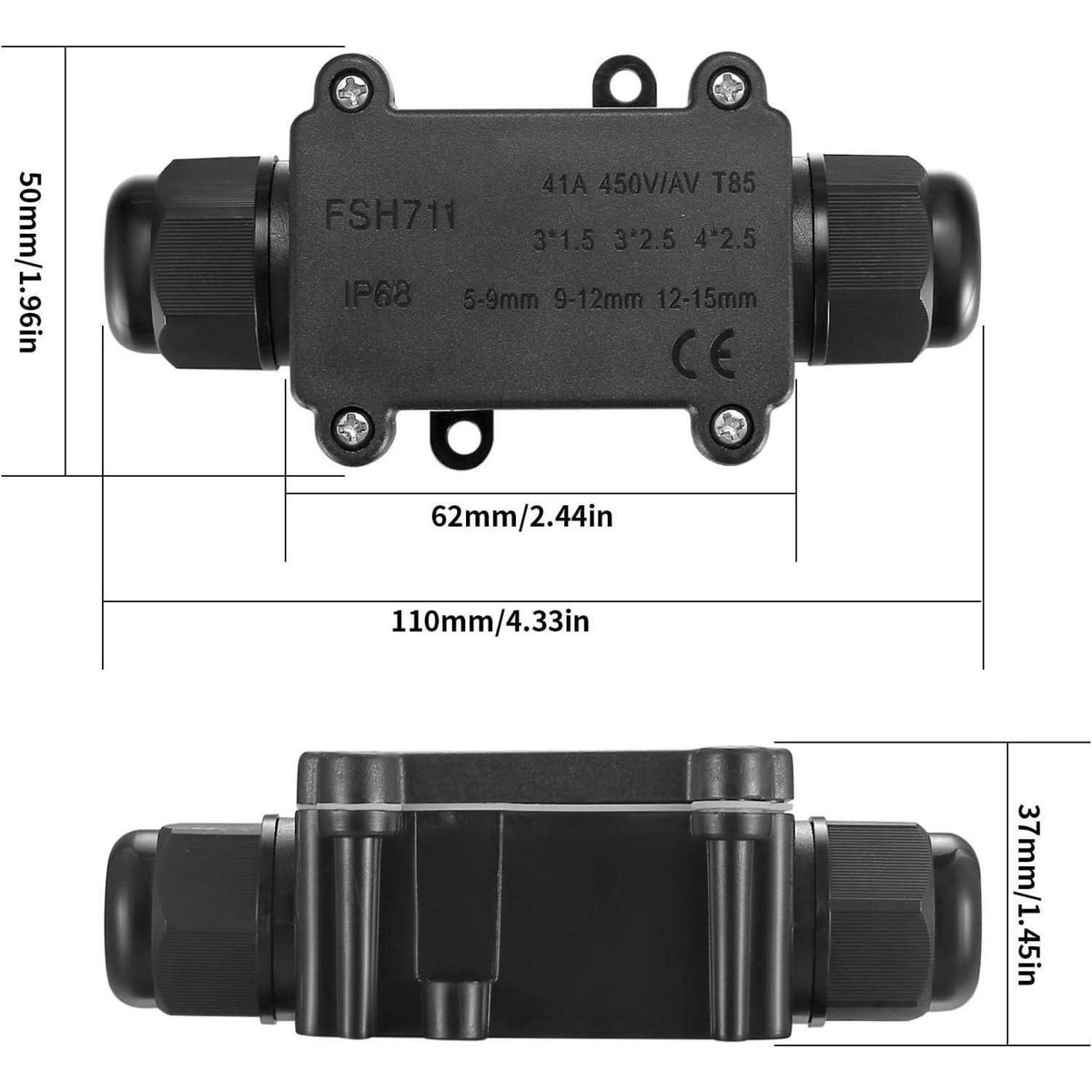 2x IP68 Wasserdichte Anschlussdose für Außenkabel