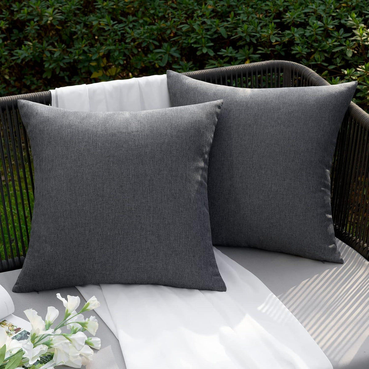 Wasserdichter Outdoor Kissenbezug 50x50 cm 2er Set Dekokissen