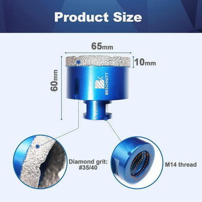 Diamant Fliesenbohrer 65mm M14 2 Stück für Winkelschleifer