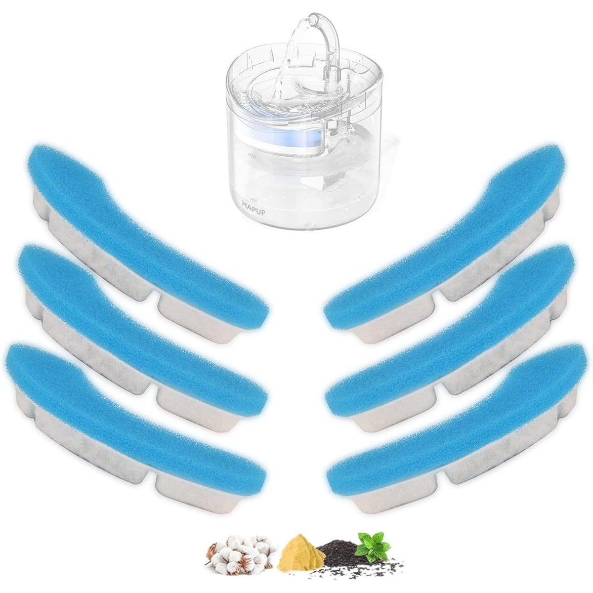 Ersatzfilter für Katzenbrunnen, 6er Pack, Aktivkohle