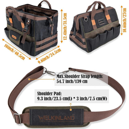 Werkzeugtasche aus gewachstem Segeltuch mit 32 Taschen