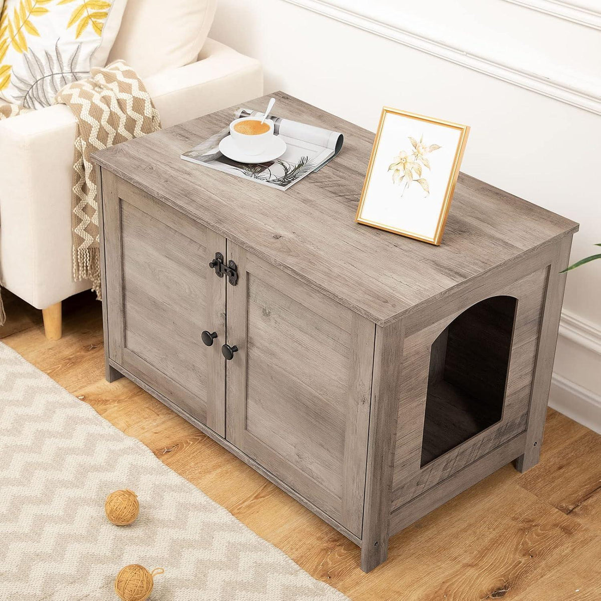 HOOBRO Katzenschrank Greige 80x50,5x54 cm