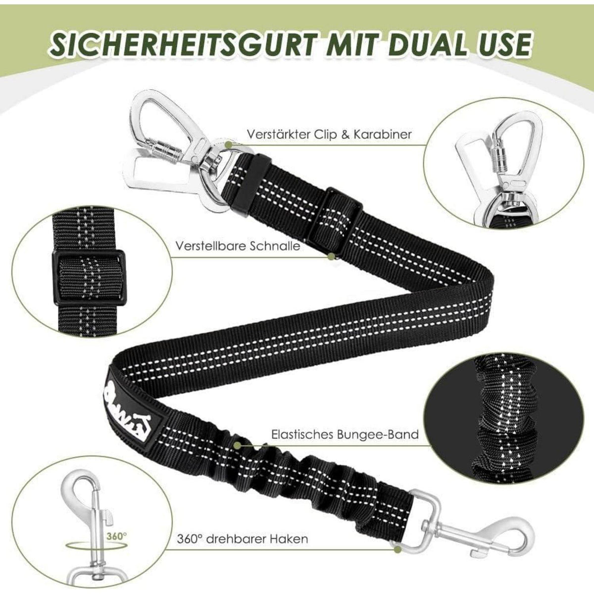 Hundegeschirr Auto Sicherheitsgurt Set – Atmungsaktiv, Rot, XS