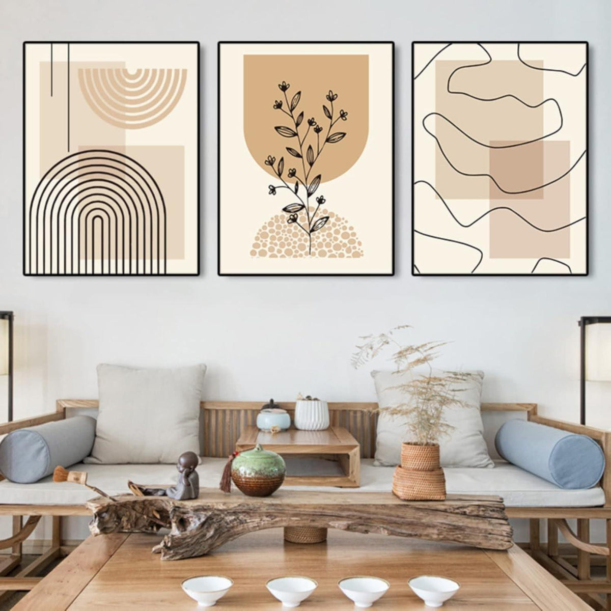 3er Poster Set Beige Modern Boho 50x70cm