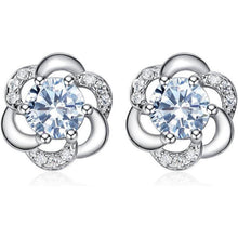 Ohrstecker Damen Silber 925 Blumen mit Zirkonia, Klein, Geschenkbox