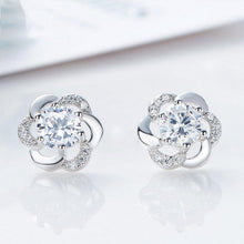 Ohrstecker Damen Silber 925 Blumen mit Zirkonia, Klein, Geschenkbox