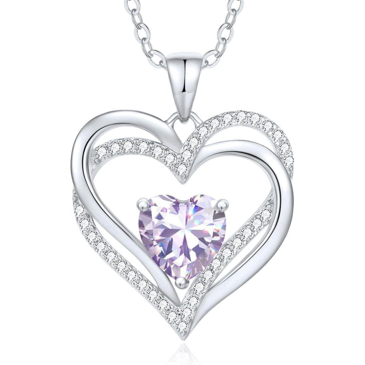 Damen Halskette Herz mit Geburtsstein 925 Sterling Silber