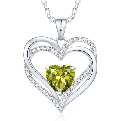 Damen Halskette Herz mit Geburtsstein 925 Sterling Silber