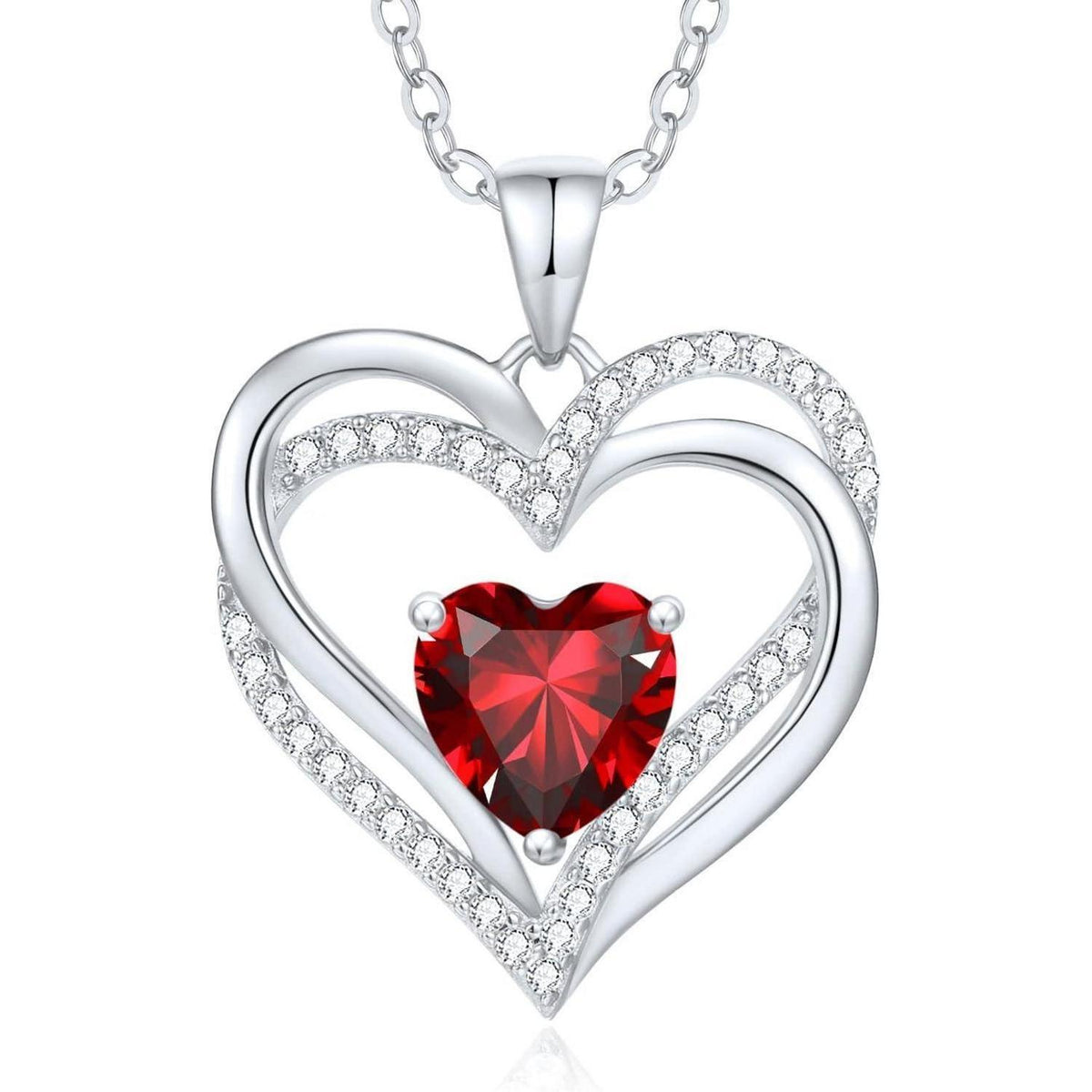 Damen Halskette Herz mit Geburtsstein 925 Sterling Silber